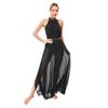 Women's Sleeveless Mesh Side Split Lyrical Dance Costume Modern Dancewear Maxi Long Dress