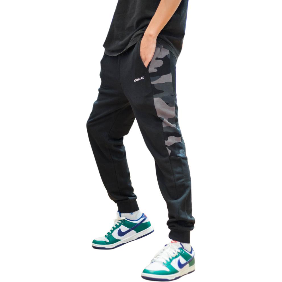 adidas Трикотажные спортивные брюки Neo Camouflage Print Color Block, мужские штаны, черные HA1488