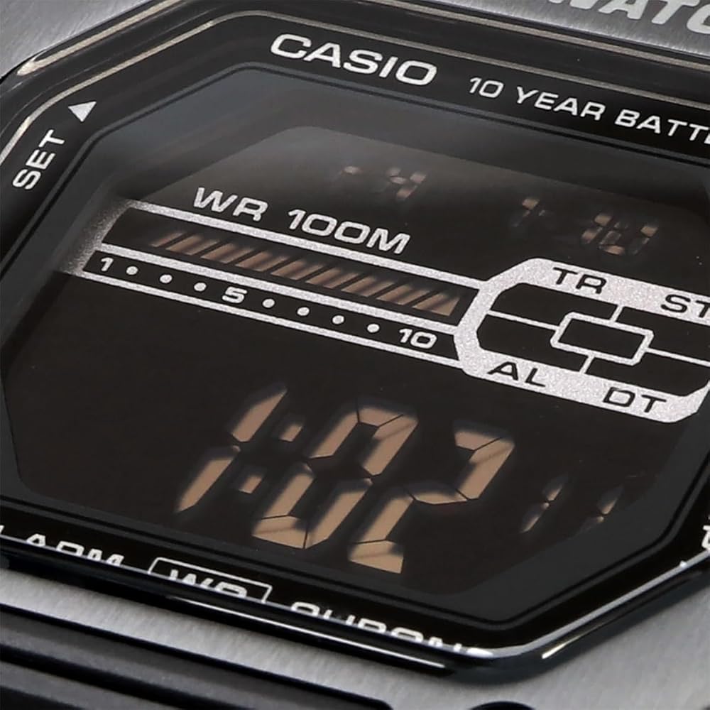 Мужские часы Casio Standard Digital с металлическим циферблатом MWD-110HB-1BV Полностью черные Зарубежная модель
