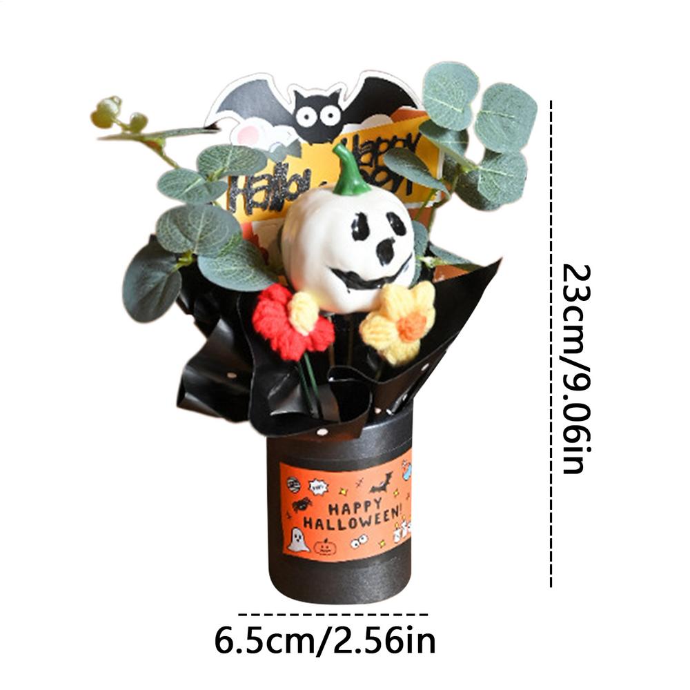 Halloween Artificial Pumpkin Bouquet Fake Flower With Eucalyptus Leaves Mini Bouquets Party Gifts Artificial Flowers Decoration