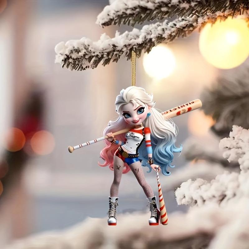 Акриловый кулон - Бейсболистка, многофункциональное плоское 2D-украшение, подходит для дома, автомобиля, зеркал заднего вида и рюкзаков, креативный брелок-подвеска