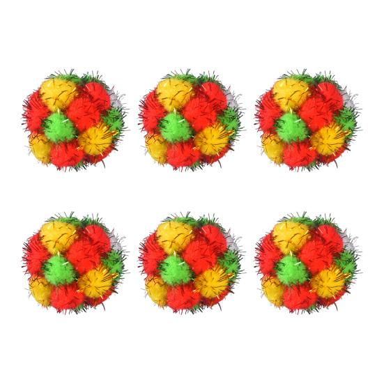 Рождественские кошачьи игрушки Шарики Блестящие помпоны со звуковыми частицами 4,5 см Шуршащие и звенящие игрушки для котят Интерактивные плюшевые шарики для погони и охоты