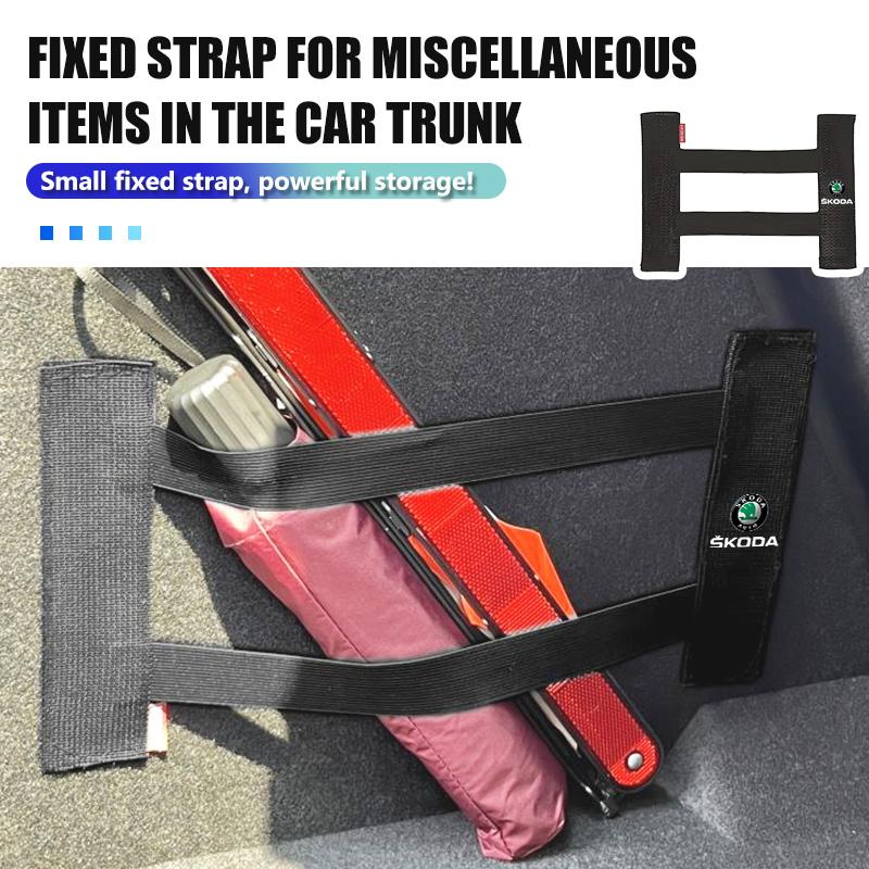 BHBD3 For Skoda Car Interior Organizer Back Rear Trunk Storage Mesh Fixed Straps Fabia 1 2 Octavia a7 RS Superb Rapid Yeti Karoq