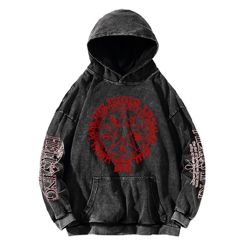 Аниме Хеллсинг Манга Принт Худи Мужские Женские Выстиранный Хлопок Толстовки Харадзюку Уличная Одежда Хип-Хоп Свитшот Удобный Пуловер
