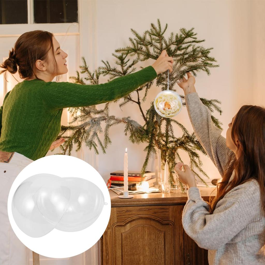 STOBAZA 16cm Clear Plastic Ball Capsule, Christmas Ornament, Refillable, DIY Christmas Decoration