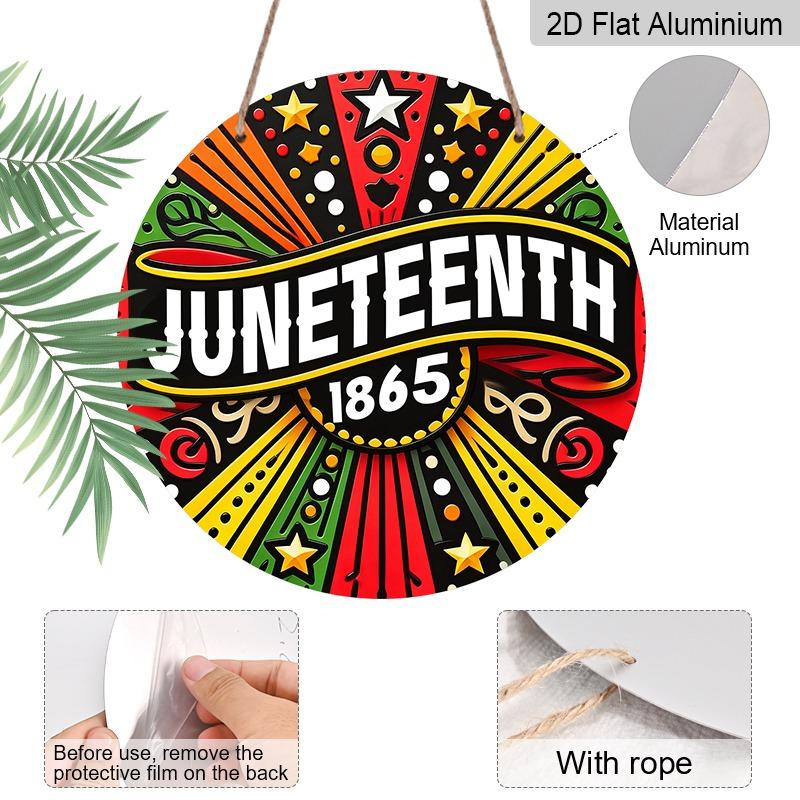 2D Flat Aluminum Wall Hangings with A Juneteenth Theme Are Available in Various Sizes Featuring Radiating Lines Stars and African-inspired Patterns