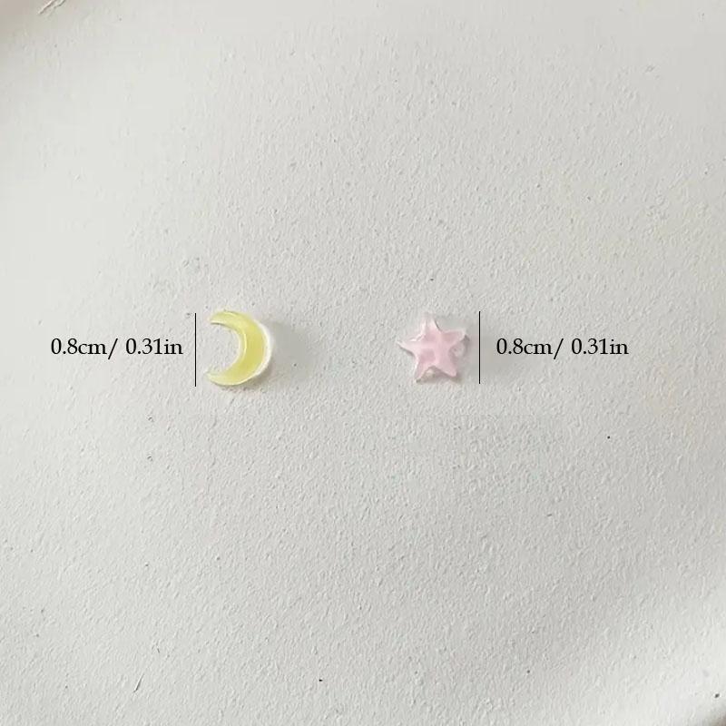 50Pcs Ice Transparent Moon Star 3D Nail Jewelry Resin Nail Ornament Nail Art Decoration