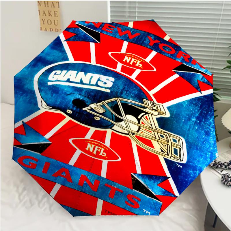 Автоматический зонт с принтом логотипа New York Giants, 8 спиц, железный каркас, пластиковая ручка, подходит для путешествий на открытом воздухе и на каждый день, идеальный подарок