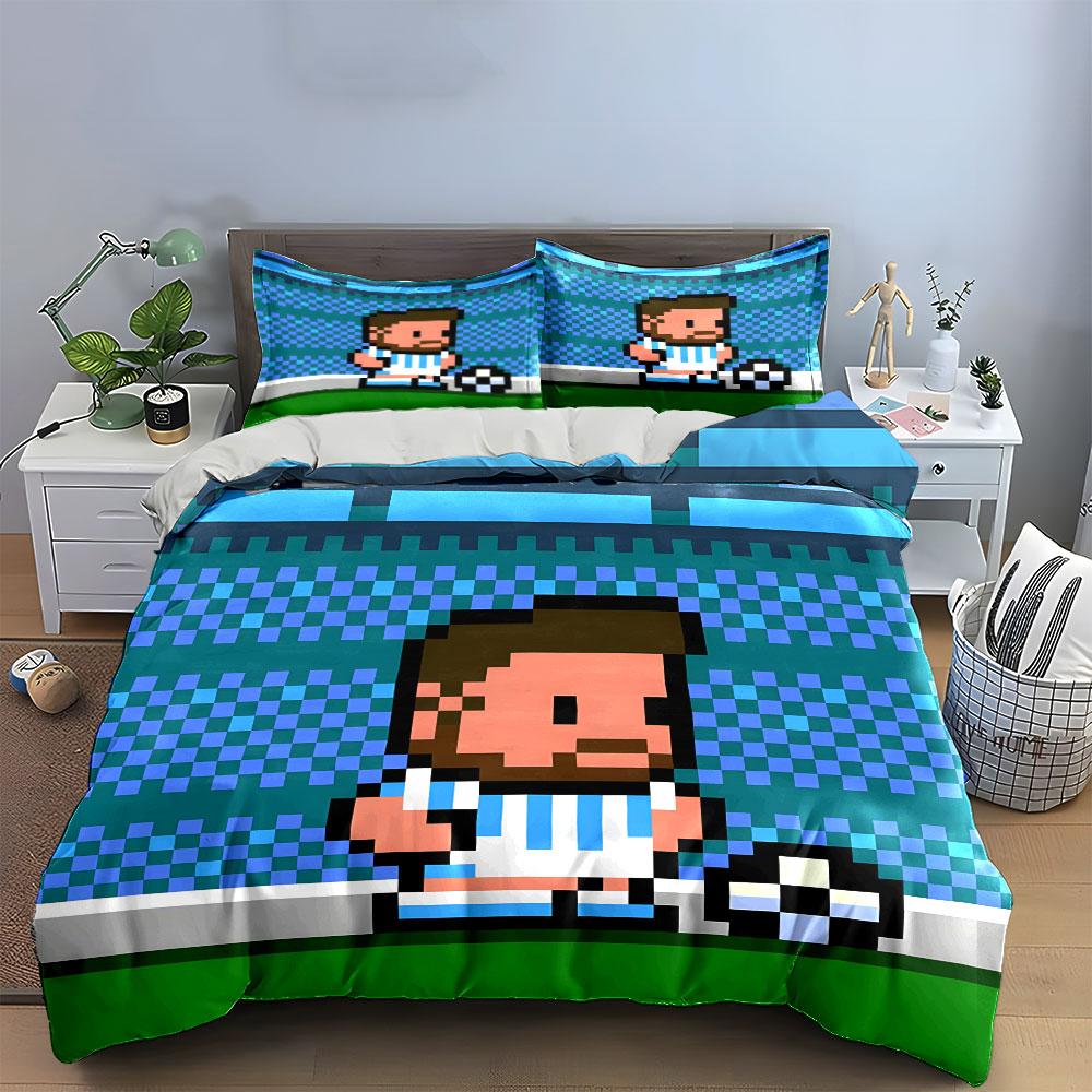 Pixelated soccer player design. Bedding sets Duvet cover sets Duvet covers Pillowcases(1 * Duvet Cover 2 * Pillowcases without duvet insert)