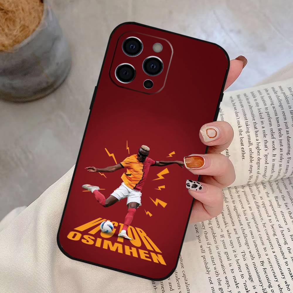 Футбольный V-Victor O-Osimhen Чехол для телефона для iPhone 17,16,15,14,13,12,11 Plus,Pro Max,XS,Мягкий силиконовый черный чехол