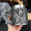 Medieval Knight Beer Mug With Dragon Handle Retro Style Stainless Steel Liner Large Capacity Tankard For Men Gifts
