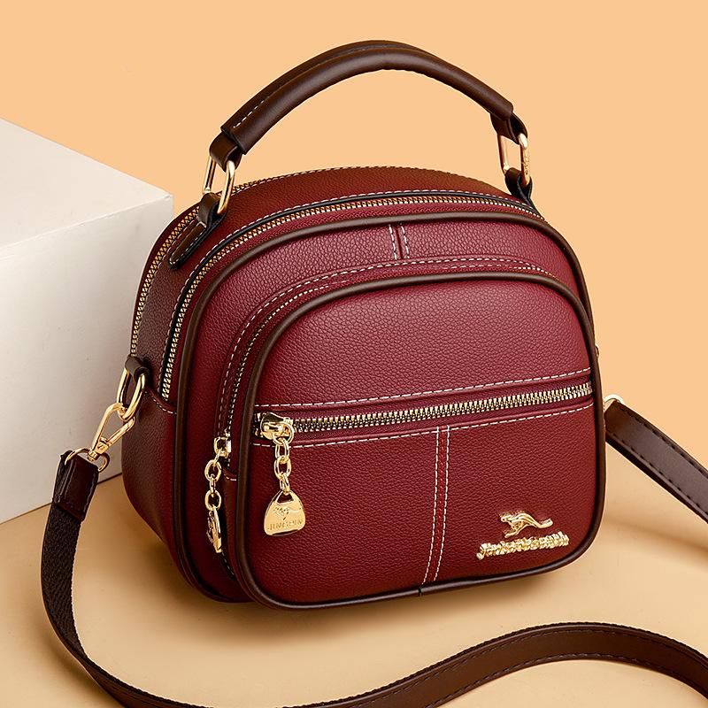 Soft Leather Women's Handbag High-end New Style Handbag Multi-component Wide Shoulder Strap Crossbody Shoulder Bag