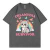 Chlamydia Survivor Funny Cat Meme Graphic T Shirts Unisex Unisex Clothing Kawai Fashion Tshirt Harajuku Y2k Short Sleeve Tshirts