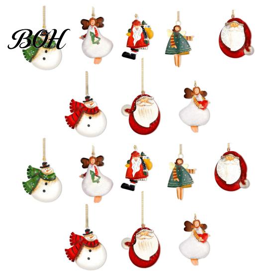 Festive Wooden Ornaments for Holidays 16/24/32Pcs Christmas Ornaments, Flying Angels Decorations, Santa Claus Rustic Xmas Party Supplies Holiday