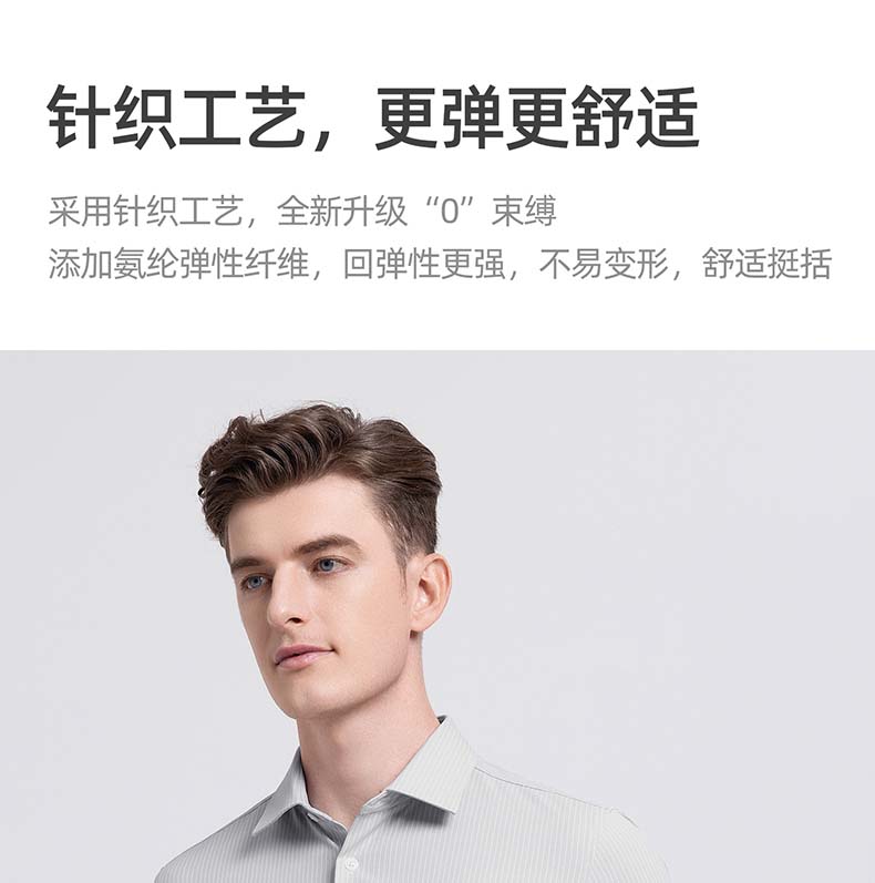 [Mulberry Silk] Langdeng Spring/Summer New Men's Long Sleeve Shirt Business Stretch Anti Wrinkle Striped Shirt Men's Top