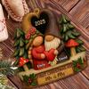 First Festival As Mr & Mrs, Rustic Gnome Couple Holding Heart Wooden  Ornament