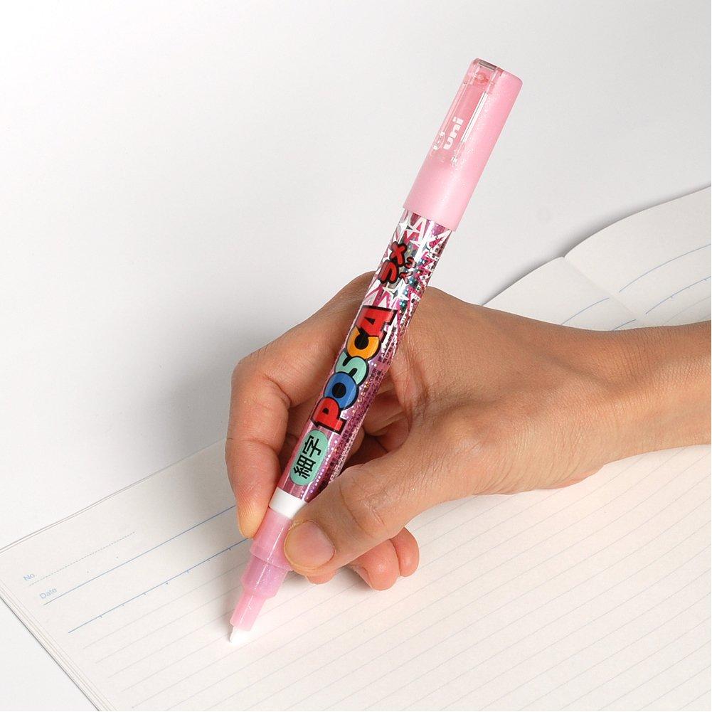 Mitsubishi Pencil Uni Posca Sign Pen with Fine Round 7 PC3ML7C Water-Based Glitter, Point, Tip, Colors,