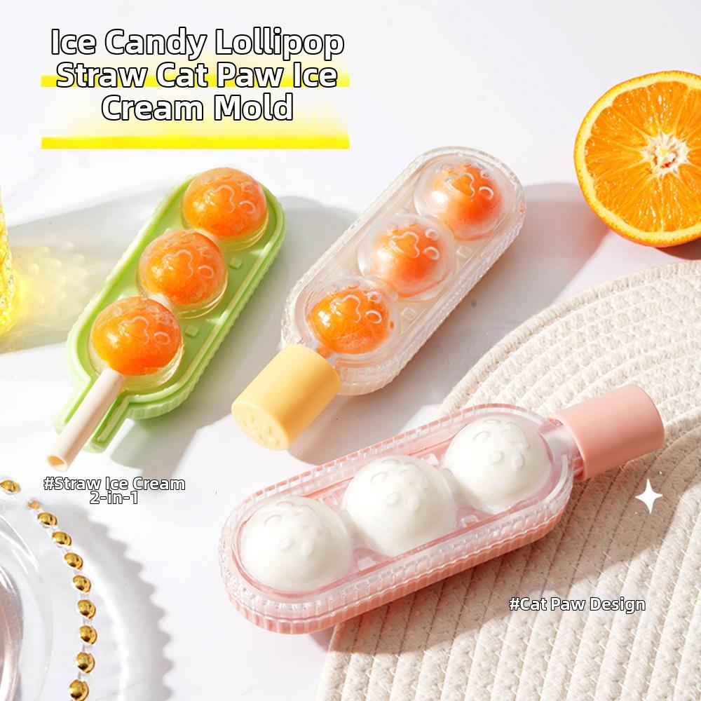 Candied Hawthorn Ice Cream Mold Built-in Straw Popsicle Ice Cream Maker Ice Cube Tray Summer