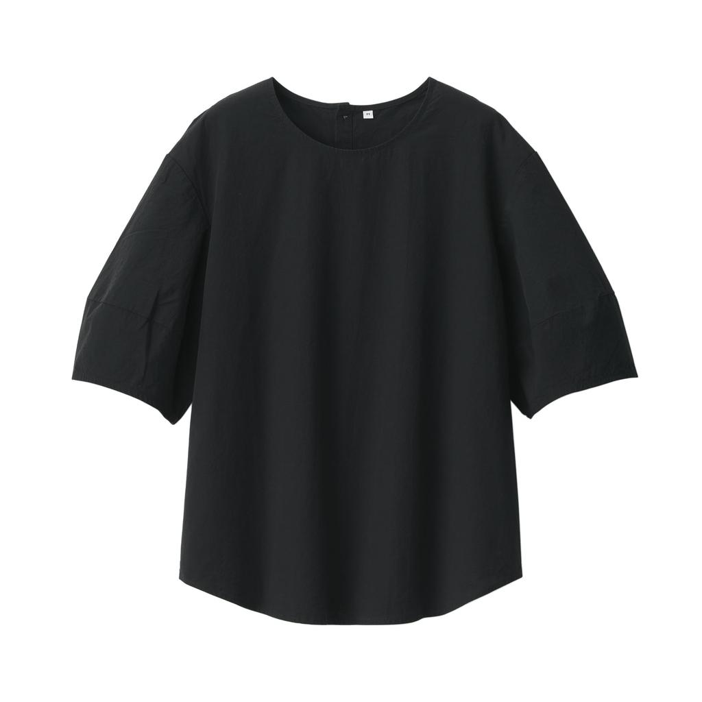 MUJI Cool Size BC2JOA4S Women's Short-Sleeved Blouse, Broadcloth, Black, M,