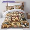 Cute Flower Puppy Pattern Bedding,Quilt Set Quilt Cover Pillowcase Home Birthday Gift (1 * duvet cover + 2 * pillowcase, without core)