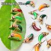 Artificial Fly Dry Fly, 5Pcs/10Pcs- Brass Head Dry Nymph(Light Green/Dark green/Red/Orange) Bait for Bass Salmon Trout, #10 Hook Nymph Fishing Lure