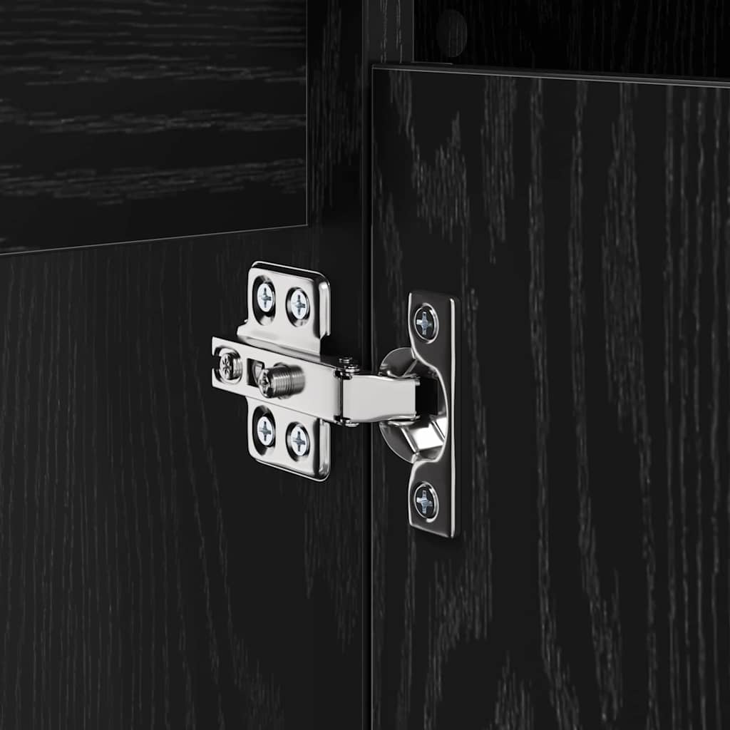 Bathroom Furniture Set 3 Piece Black Oak Effect Wood Based Material