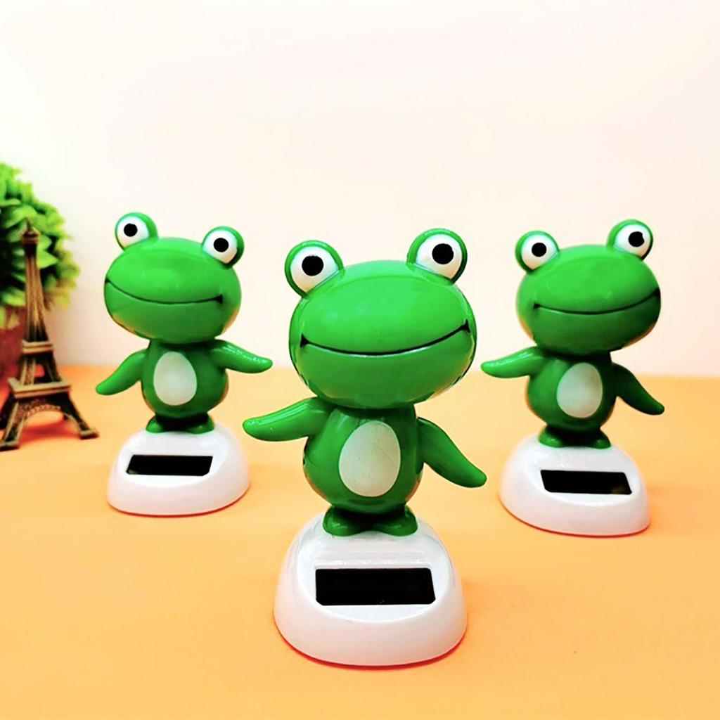 Cute Bobblehead Solar Powered Frog Solar Powered Shaking Head Dancing Car Ornament Animated Shaking Head Frog Car Decoration