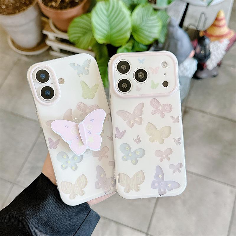 Красочный чехол-подставка с бабочками для iPhone 17/16 Pro Max/15/14 - Летняя версия