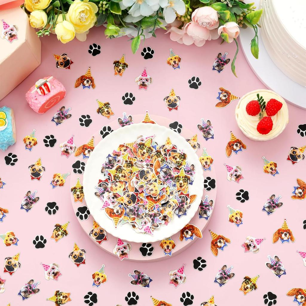 200 Pieces Dog Confetti - Dog Theme Table Confetti Birthday Party Decorations, Dog Hat Paw Print Confetti Baby Shower Gender Reveal Party Supplies