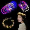 Wedding Rose Flower LED Light Garland Crown Flower Headband Wreath Decoration Women Headwear