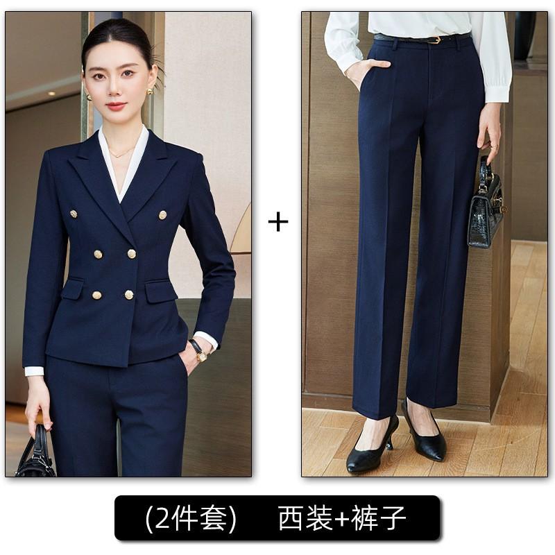 Womens Professional Double-Breasted Suit Set Office Receptionist Sales Staff Hotel Front Desk Beauty Salon