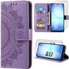 Protective Case - BOOLING - for Samsung Galaxy A17 5G/4G - Synthetic Leather Purple Mandala Pattern - 2 Glass