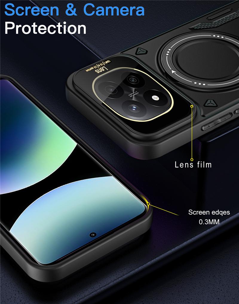 Чехол для Xiaomi Redmi Note 14 Pro 5G Magsafe Armor Magnetic Ring Case для Redmi Note 14 Pro 5G Wireless Charge Cover