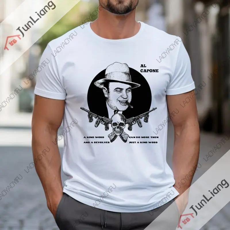 Al Capone mens Tshirt shortsleeved roundneck Tshirt gangster Mafia summer fashionable comfortable and loose clothes