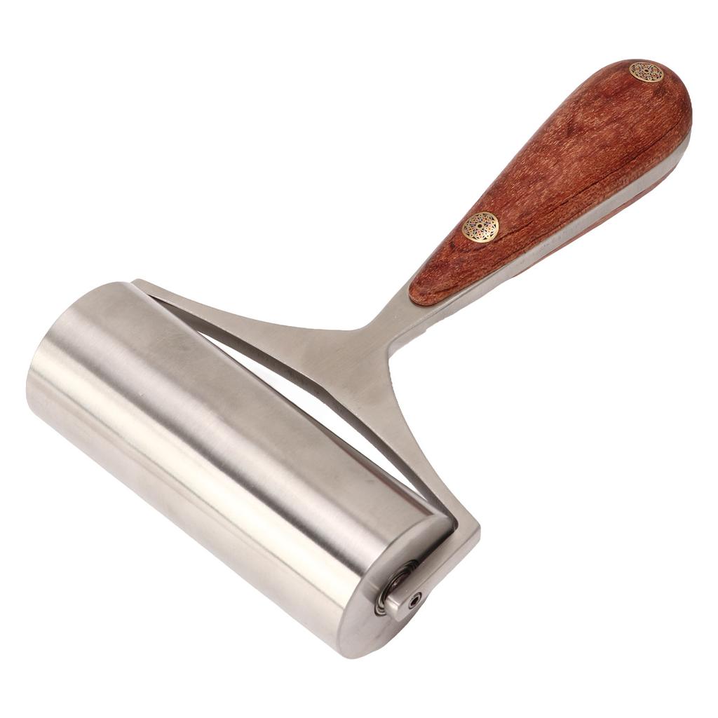 Ролик для кожи, ролик для прессования кожи из нержавеющей стали с деревянной ручкой для поделок из кожи своими руками