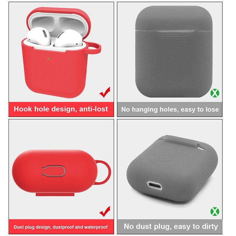 Зарядное устройство Защитный чехол Чехол-брелок Защитные аксессуары для AirPods Ударопрочные наушники Устойчивые к падениям Мягкие с крючком Силиконовые AirPods 2 бусины