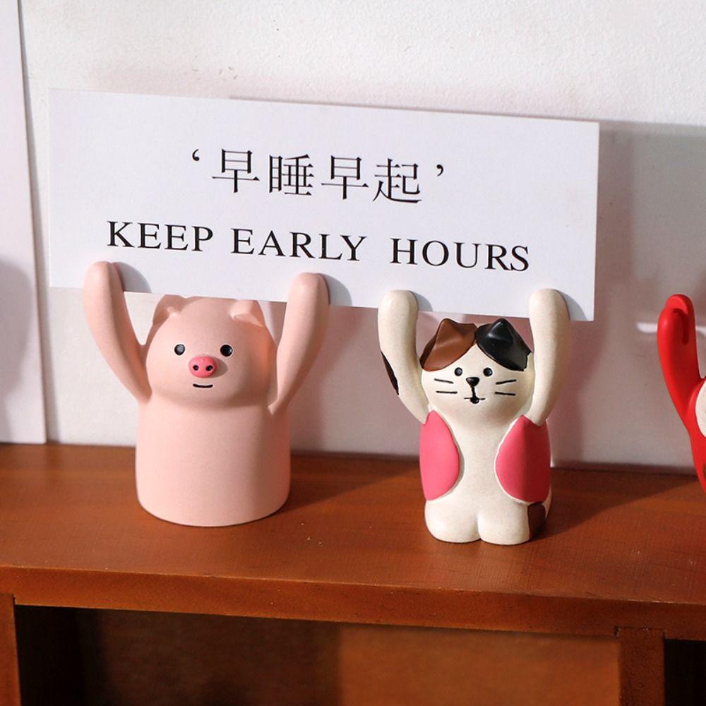 Picture Desktop Memo Clip Holder Resin Photo Stander Clip Kawaii Hand Raising Card Clip Ornaments