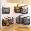 1/2/3 Grid Wall Mounted Kitchen Shelf Organizer Metal Rack Pantry Storage Garlic Ginger Hanging Wire Basket Holder
