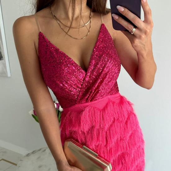 Women Dress Sexy Style Sequin Cocktail Dress Elegant Sleeveless High Waist Midi Dress for Date Party