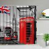 London Big Ben Shower Curtain European Style Red Tram Telephone Hall Scenery Old Newspaper Bath Screen Bathroom Curtain Box