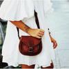 Vintage Saddle Bag Genuine Goat Leather Brown Messenger Shoulder Cross-body Bag
