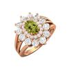 6X4MM Oval Peridot Gemstone 925 Sterling Silver Rose Plated Halo Split Shank Ring