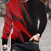 3D Digital Print Color Block Men's Long Sleeve Fit T-shirt For Spring Fall, Men's Trendy Crew Neck Tops