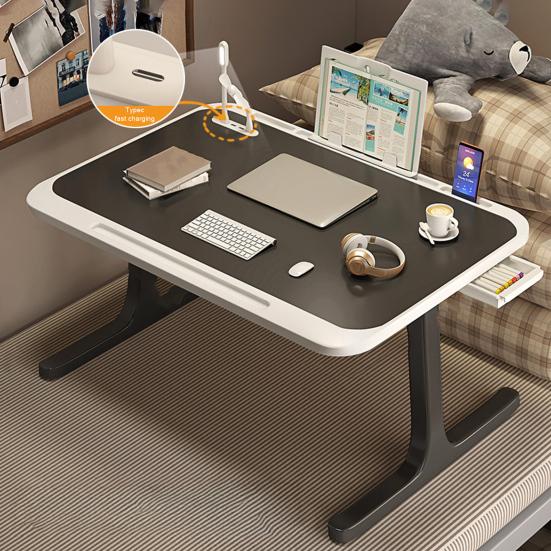 Adjustable Laptop Bed Tray Table Portable Standing Desk Bedside Computer Desk with Storage Drawer Foldable Lap Tablet Table for Sofa