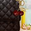 Сумка на плечо с подвеской в ​​виде вишни, школьная сумка, украшение, кулон в форме фруктового листа, брелок из нержавеющей стали, изысканный брелок для ключей, держатель для ключей