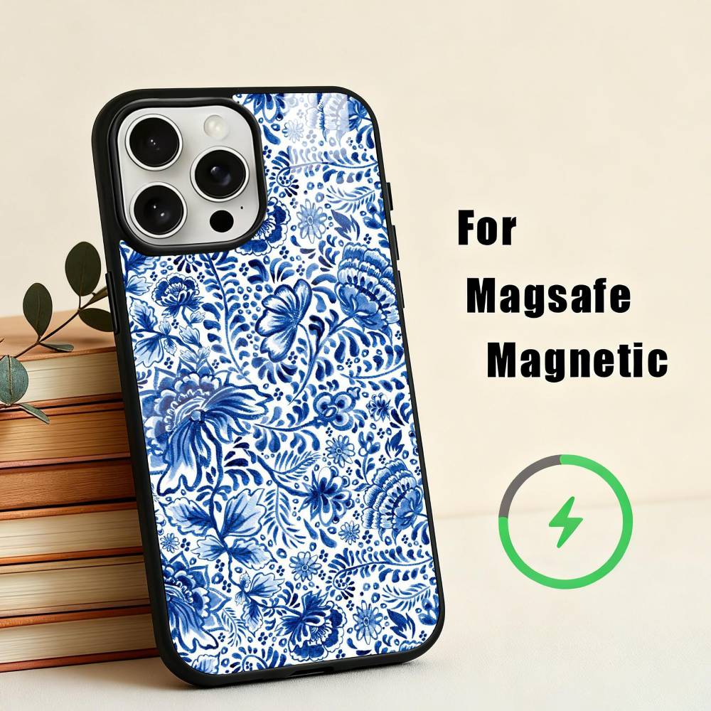 B-blue and W-white china Phone Case For iPhone17,16,15,14,13,12,11 Plus,Pro Max Magnetic For Magsafe Wireless Charging