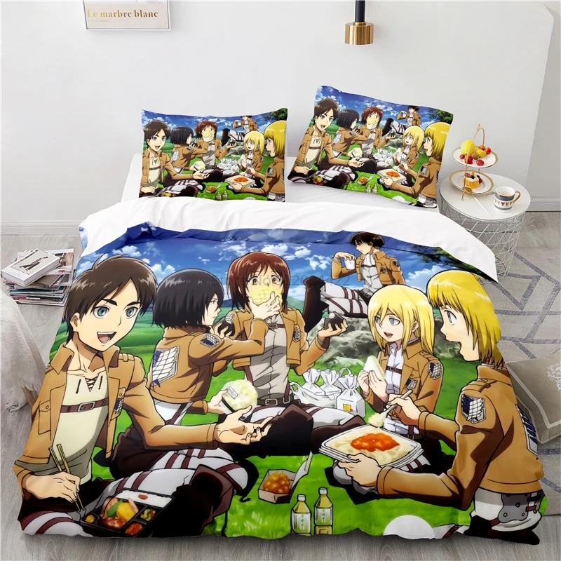 Japan Attack On Titan 3d Duvet Cover Sets Printed Bedding Set Pillowcase Twin Full Queen King Size Linen Bedclothes Dropshipping