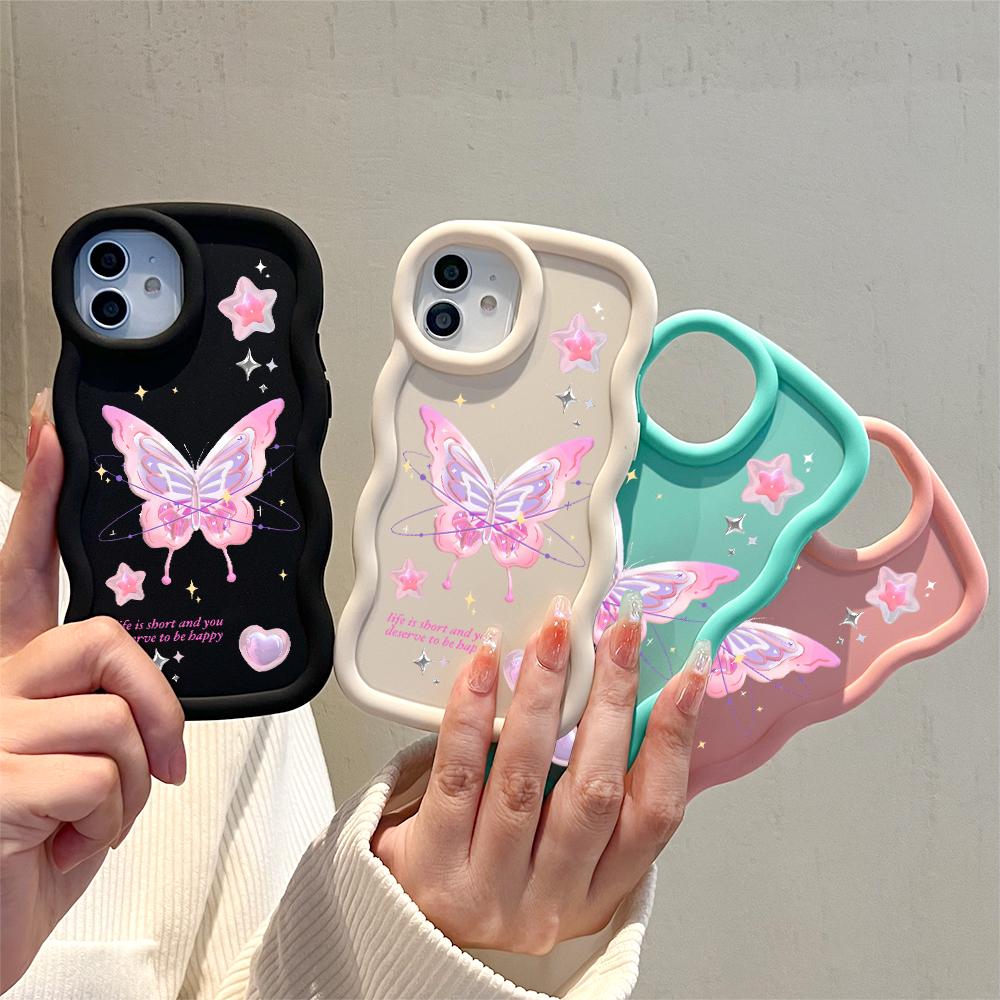 Мягкий чехол для телефона Dream Butterfly для iPhone 11 12 13 14 15 Pro Max 6 6S 7 8 Plus Xs Wave Edge, противоударный защитный резиновый чехол