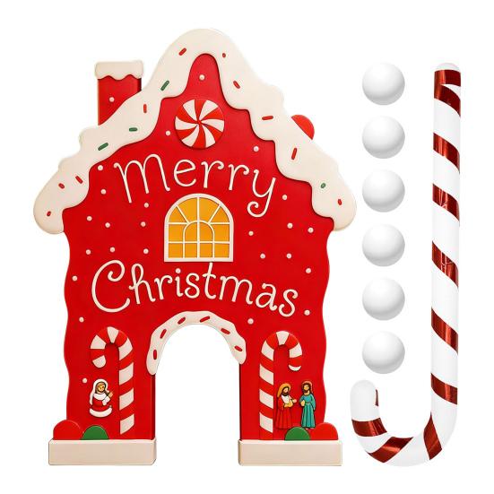 Рождественский пряничный набор для гольфа, игра для вечеринки в помещении, игра в гольф с клюшкой в виде леденца и 6 мячами, праздничные игры для семьи, детей, взрослых