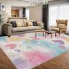 Watercolor Heart Area Rug Pastel Graffiti Love Print Non‑Slip Washable Soft Carpet for Girls Bedroom Living Room Decor